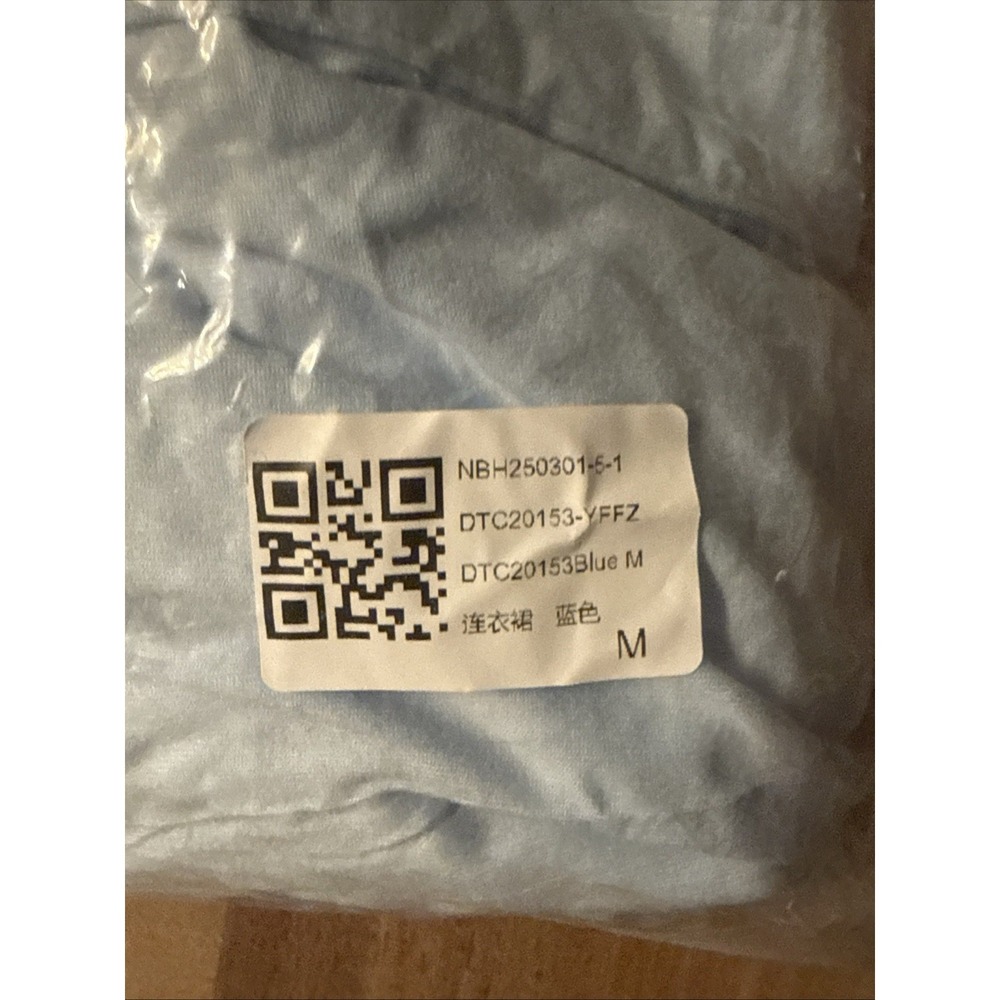 NWT M Light Blue Ruffle Short Sleeve V Neck A Lined Cottagecore Whimsical Dress - Picture 12 of 13